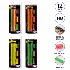 SET 12 LAPICES GRAFITOS CON SACAPUNTA / ASIDERO