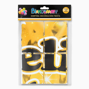 CORTINAS METALICAS  FELIZ CUMPLE DORADA 2 METROS REMATE