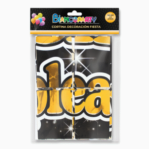 CORTINAS METALICAS DISENO FELIZ CUMPLE NEGRO 2 METROS