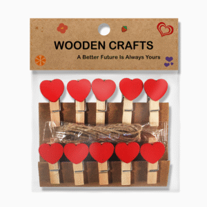 PINZA PARA MANUALIDADES CORAZON ROJO 10 PCS